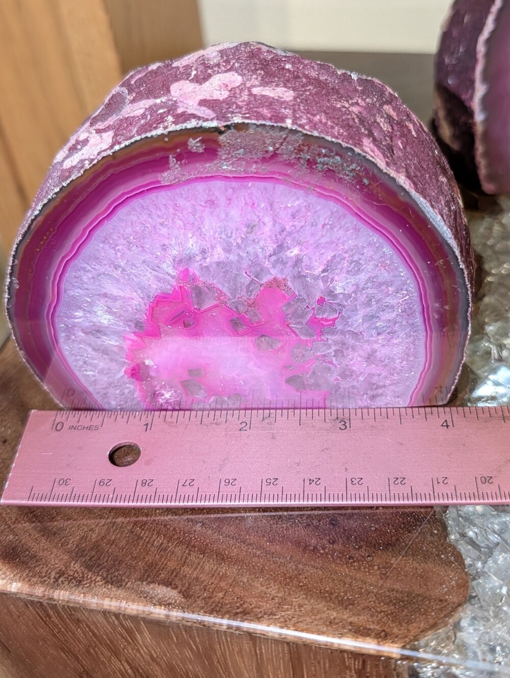 Agate Geode Sections Set of 3 Bright Pink - Picture 11 of 16